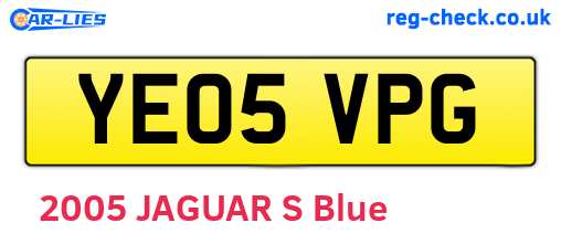 YE05VPG are the vehicle registration plates.