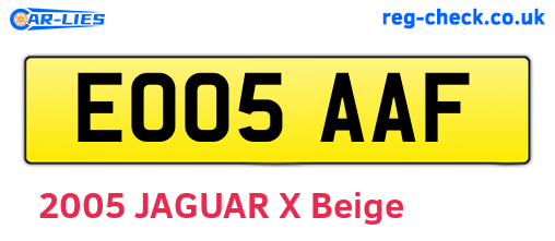 EO05AAF are the vehicle registration plates.