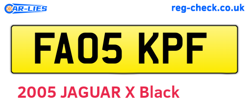 FA05KPF are the vehicle registration plates.