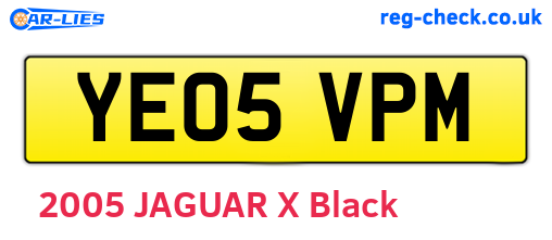 YE05VPM are the vehicle registration plates.