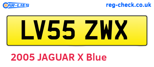 LV55ZWX are the vehicle registration plates.