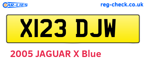 X123DJW are the vehicle registration plates.