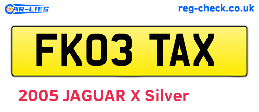 FK03TAX are the vehicle registration plates.