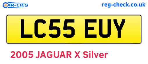 LC55EUY are the vehicle registration plates.