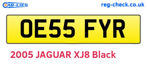 OE55FYR are the vehicle registration plates.