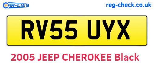 RV55UYX are the vehicle registration plates.