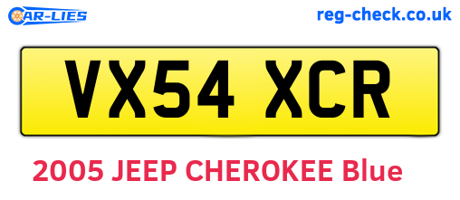 VX54XCR are the vehicle registration plates.