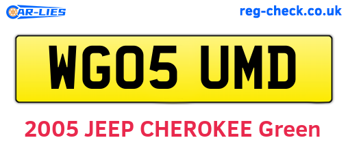 WG05UMD are the vehicle registration plates.