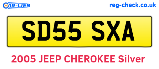 SD55SXA are the vehicle registration plates.