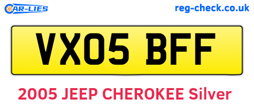 VX05BFF are the vehicle registration plates.