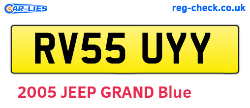 RV55UYY are the vehicle registration plates.