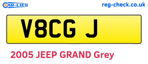 V8CGJ are the vehicle registration plates.