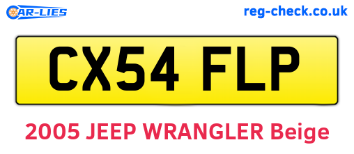 CX54FLP are the vehicle registration plates.