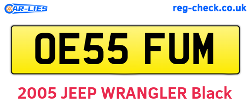 OE55FUM are the vehicle registration plates.