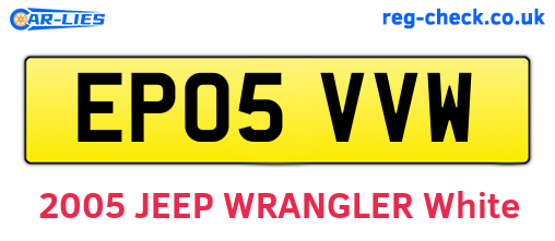 EP05VVW are the vehicle registration plates.