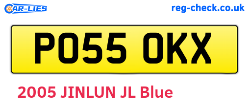 PO55OKX are the vehicle registration plates.