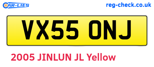 VX55ONJ are the vehicle registration plates.