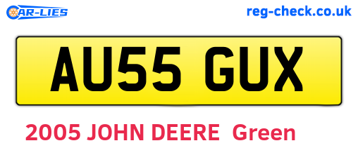 AU55GUX are the vehicle registration plates.
