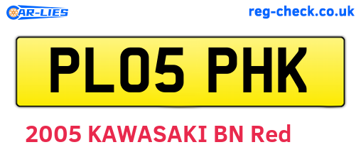 PL05PHK are the vehicle registration plates.