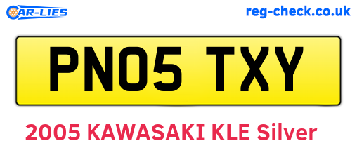 PN05TXY are the vehicle registration plates.