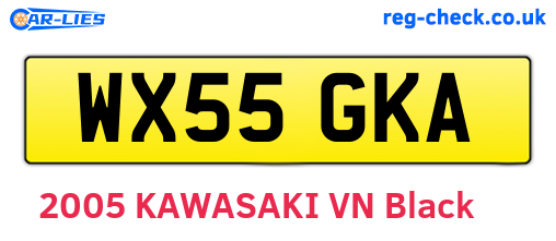 WX55GKA are the vehicle registration plates.