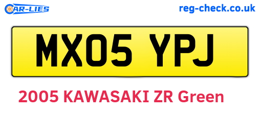 MX05YPJ are the vehicle registration plates.