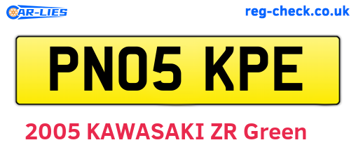 PN05KPE are the vehicle registration plates.