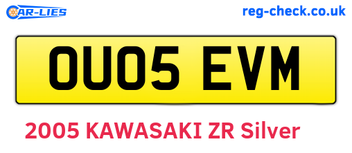 OU05EVM are the vehicle registration plates.