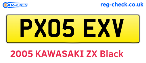 PX05EXV are the vehicle registration plates.