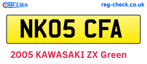 NK05CFA are the vehicle registration plates.