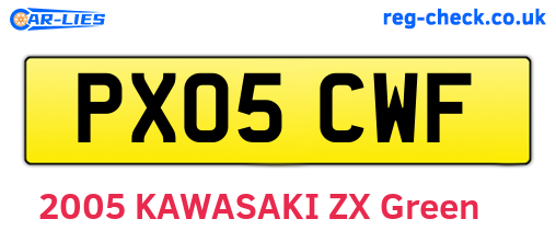 PX05CWF are the vehicle registration plates.