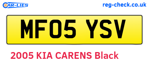 MF05YSV are the vehicle registration plates.