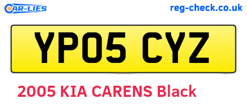 YP05CYZ are the vehicle registration plates.