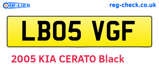 LB05VGF are the vehicle registration plates.