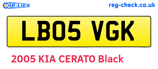 LB05VGK are the vehicle registration plates.