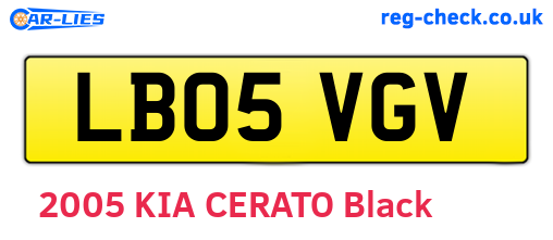 LB05VGV are the vehicle registration plates.