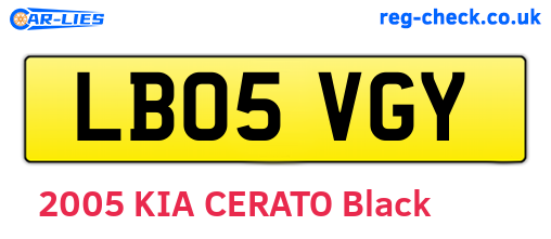 LB05VGY are the vehicle registration plates.