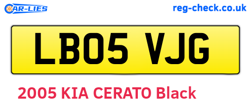 LB05VJG are the vehicle registration plates.