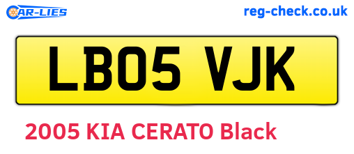 LB05VJK are the vehicle registration plates.