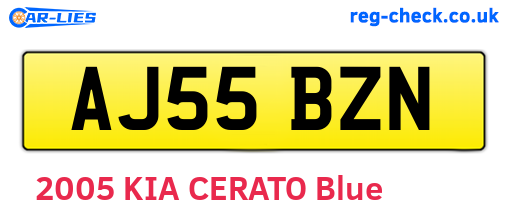 AJ55BZN are the vehicle registration plates.