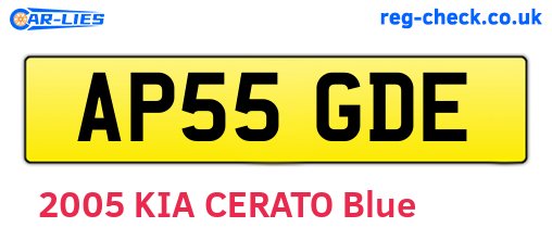 AP55GDE are the vehicle registration plates.