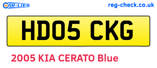HD05CKG are the vehicle registration plates.