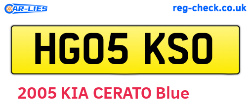 HG05KSO are the vehicle registration plates.