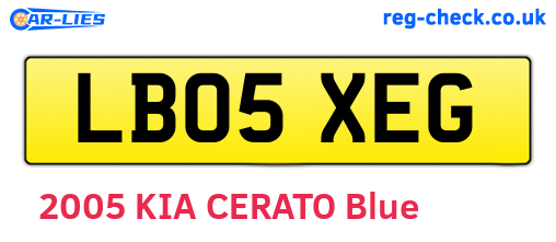 LB05XEG are the vehicle registration plates.