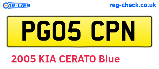 PG05CPN are the vehicle registration plates.
