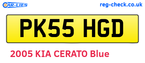 PK55HGD are the vehicle registration plates.
