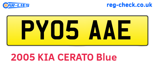 PY05AAE are the vehicle registration plates.
