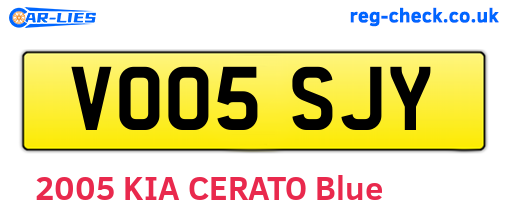 VO05SJY are the vehicle registration plates.