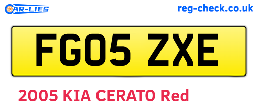 FG05ZXE are the vehicle registration plates.
