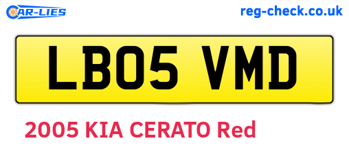LB05VMD are the vehicle registration plates.